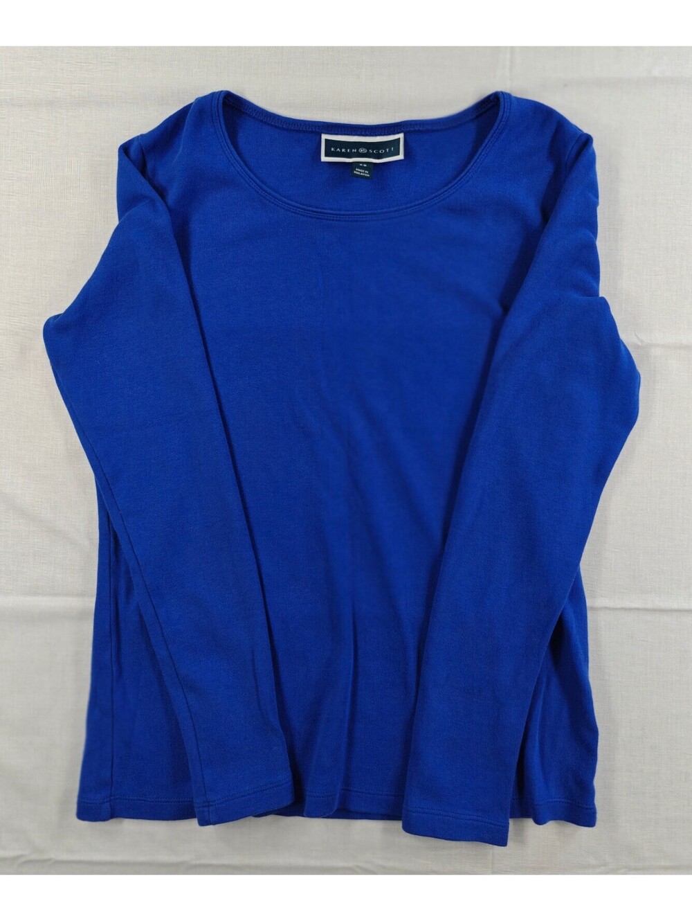 Karen Scott Women's Blue Long Sleeve Crew Neck Shirt XS